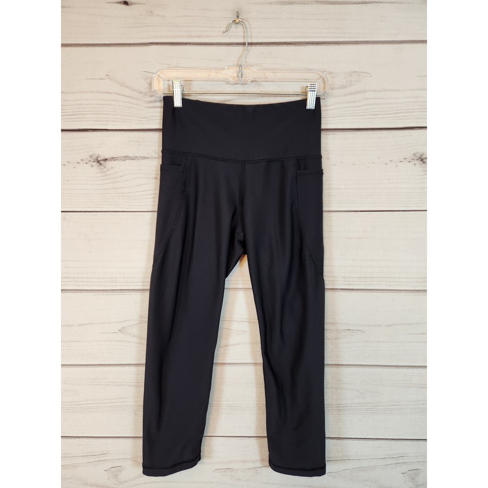 Old Navy Active Women Black High Rise Elastic Waist Cropped Leggings Size Medium